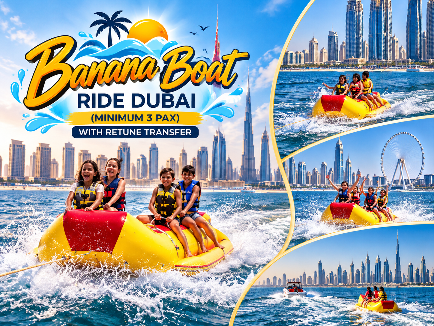 Banana Boat Ride Dubai(minimum 3 Pax) with retune transfer