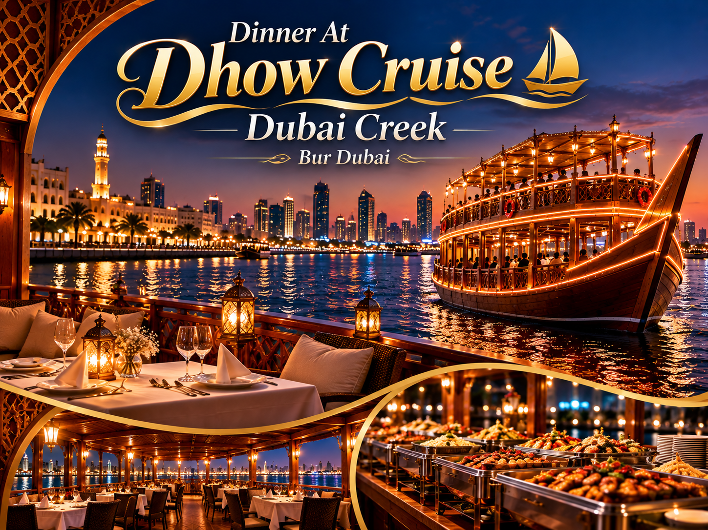 Dinner At Dhow Cruise Dubai Creek Bur Dubai