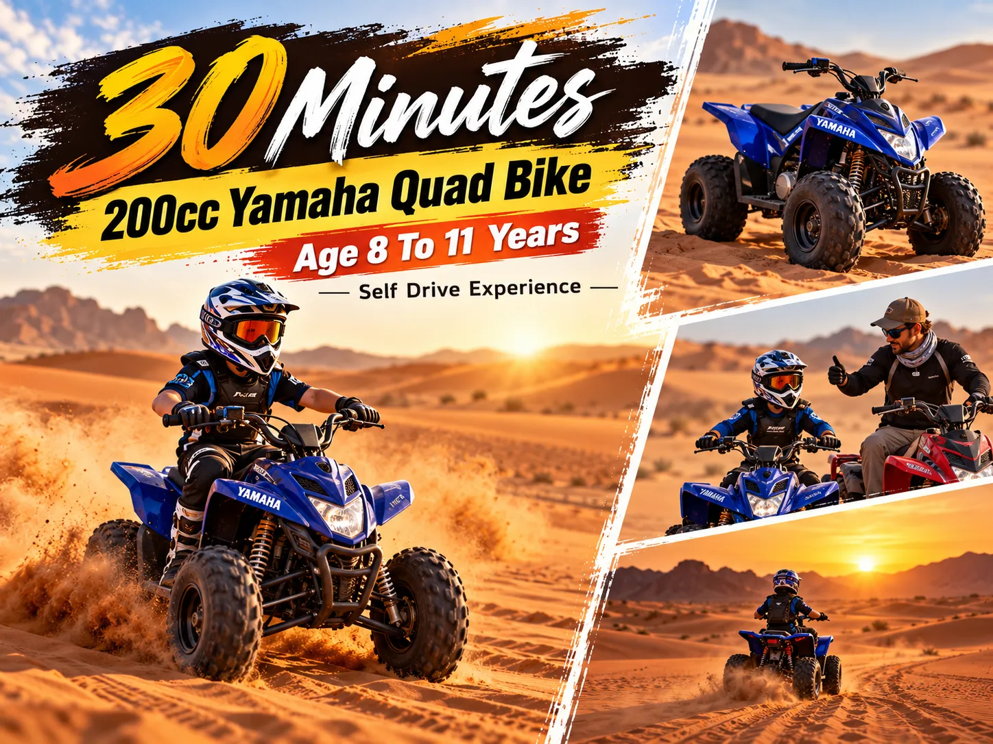 30 Minutes 200cc Yamaha Quad Bike ( Age 8 To 11 Years )