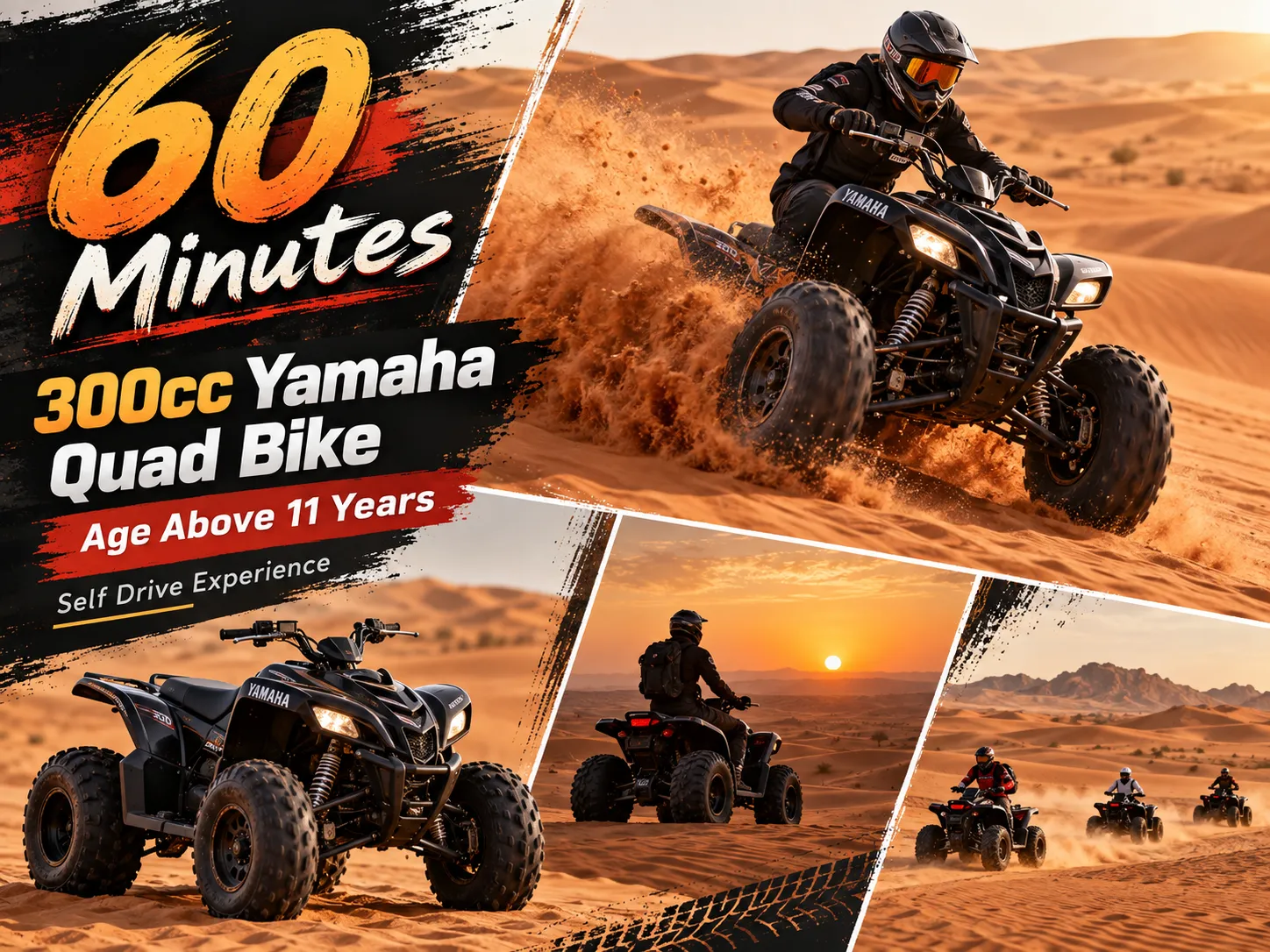 60 Minutes 300cc Yamaha Quad Bike ( Age Above 11 Years )